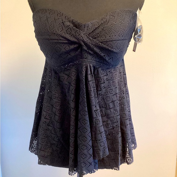 2/$30 Merona tankini swimming top black lace Size L and XL - Picture 3 of 12